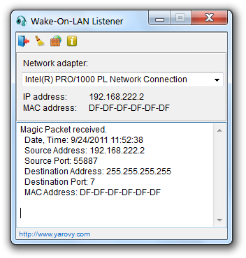 Wake-On-LAN Listener v2.0 by Alexander Yarovy