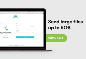 Person uploading large files online using a free file-sharing platform