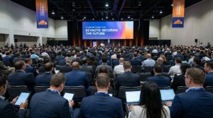 Technology leaders and security professionals attending a keynote session at Cloudflare Connect 2026 inside Moscone West in San Francisco, California